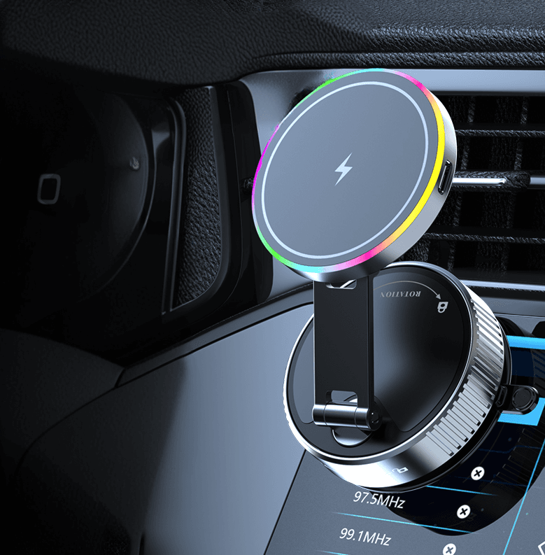 Magnetyczny uchwyt samochodowy z bezprzewodowym ładowaniem
